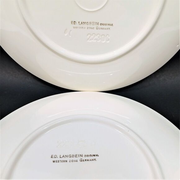 Pair, Ed. Langbein Salad Plates Ceramic White Cherry Western Germany MCM B3 - Picture 5 of 5